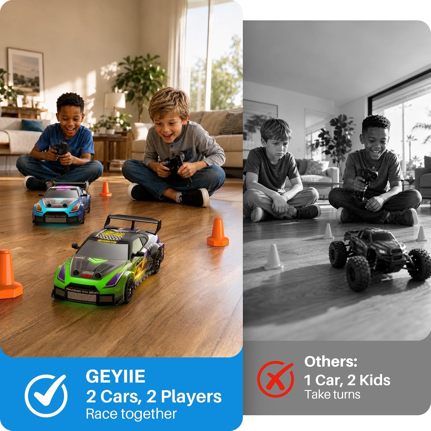 Detalle de Geyiie G1 1:24 RC Drift Cars, 2-Pack with 4WD and Grip Tires