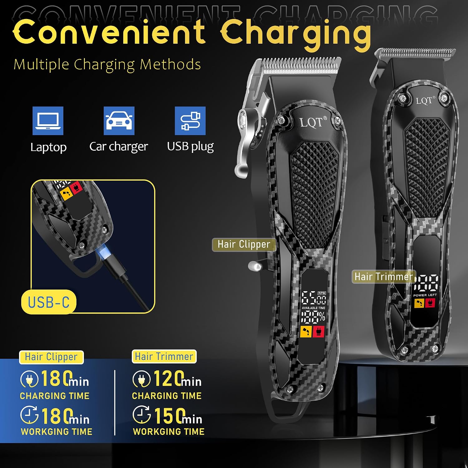 Detalle de Professional Hair Clippers for Men: All-in-One Rechargeable Grooming Kit with LCD Display