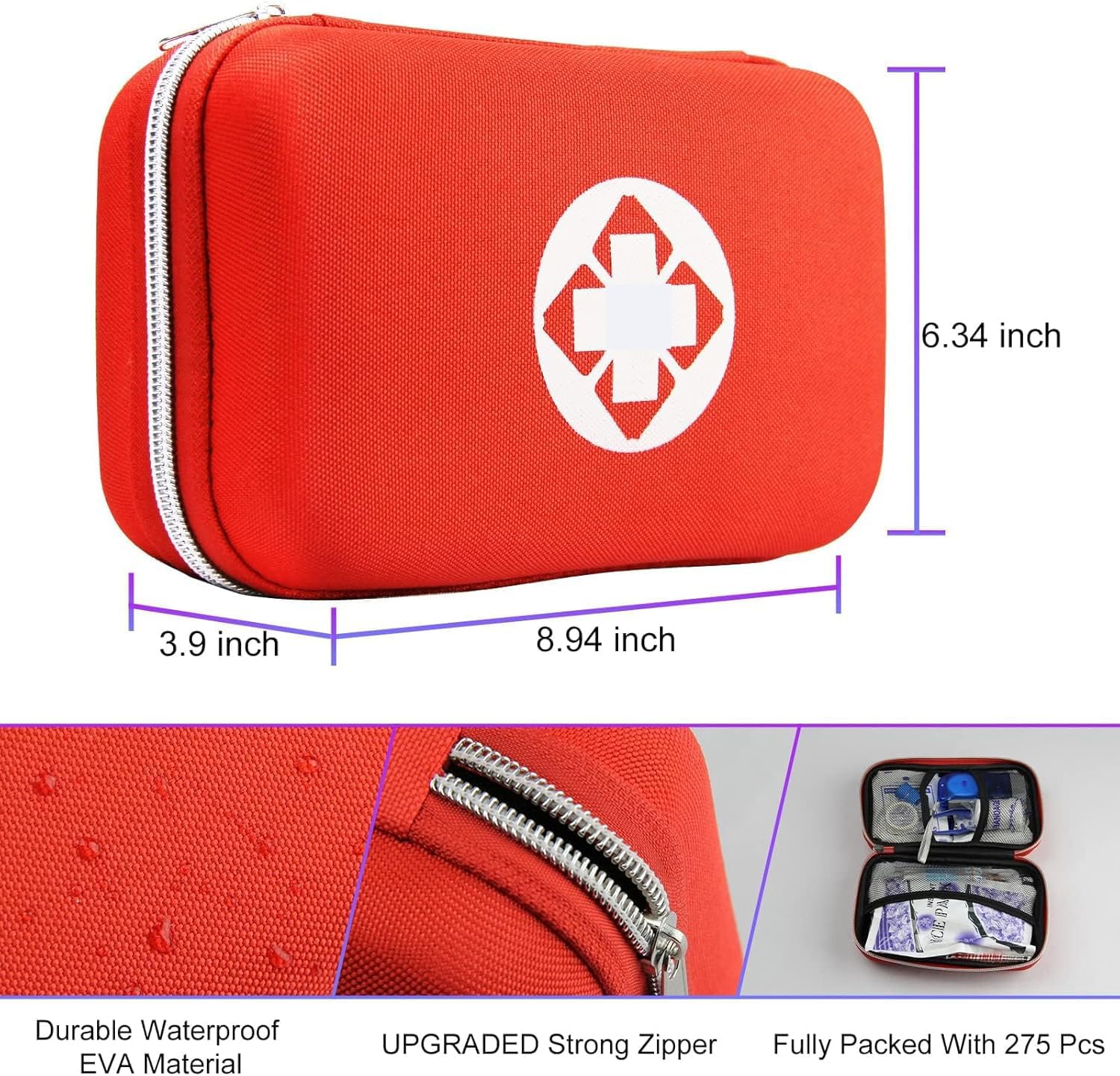 Thumbnail 6 de Car First Aid Kits 275-Piece EVA Emergency Kit for Home, Travel, and Hiking