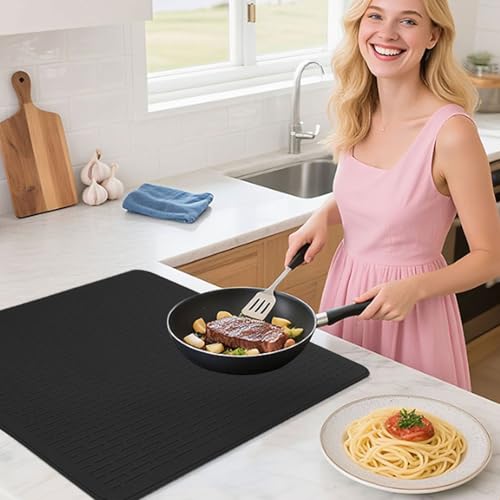 Thumbnail 6 de QUIIEOSKIA 70.5 x 50.5 cm Silicone Stove Top Cover – Induction Hob Protector Mat