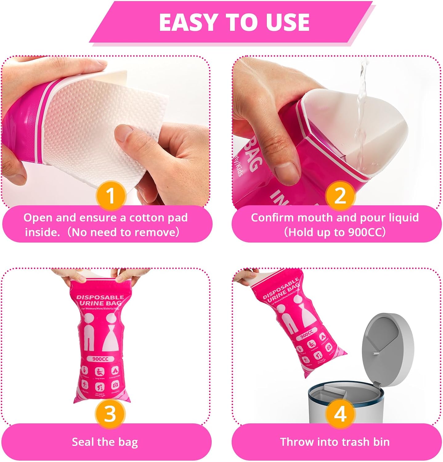 Thumbnail 5 de HOKINETY Urinebag Disposable Travel Urinal Bags, 900 mL, 12-Pack