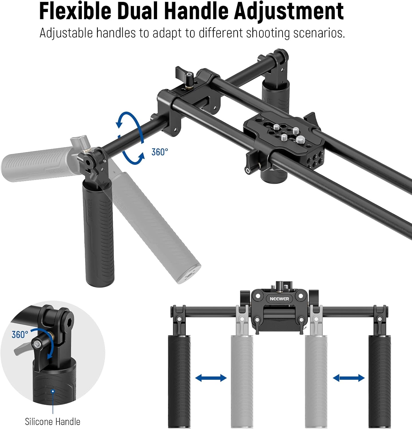 Detalle 2 de NEEWER SR004 : kit d’épaule universel avec varilles 15 mm (40 cm) pour stabiliser une caméra