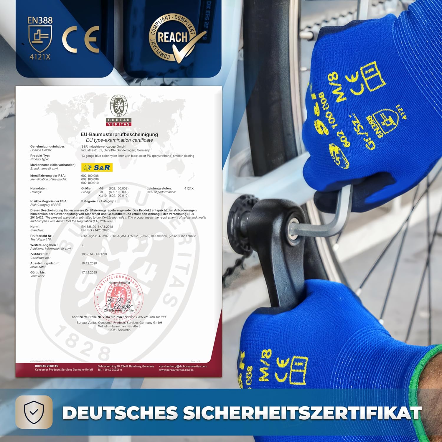 Thumbnail 5 de S&R Arbeitshandschuhe für Herren (Gr. 9) – robuste Mechaniker-, Montage- und Gartenhandschuhe