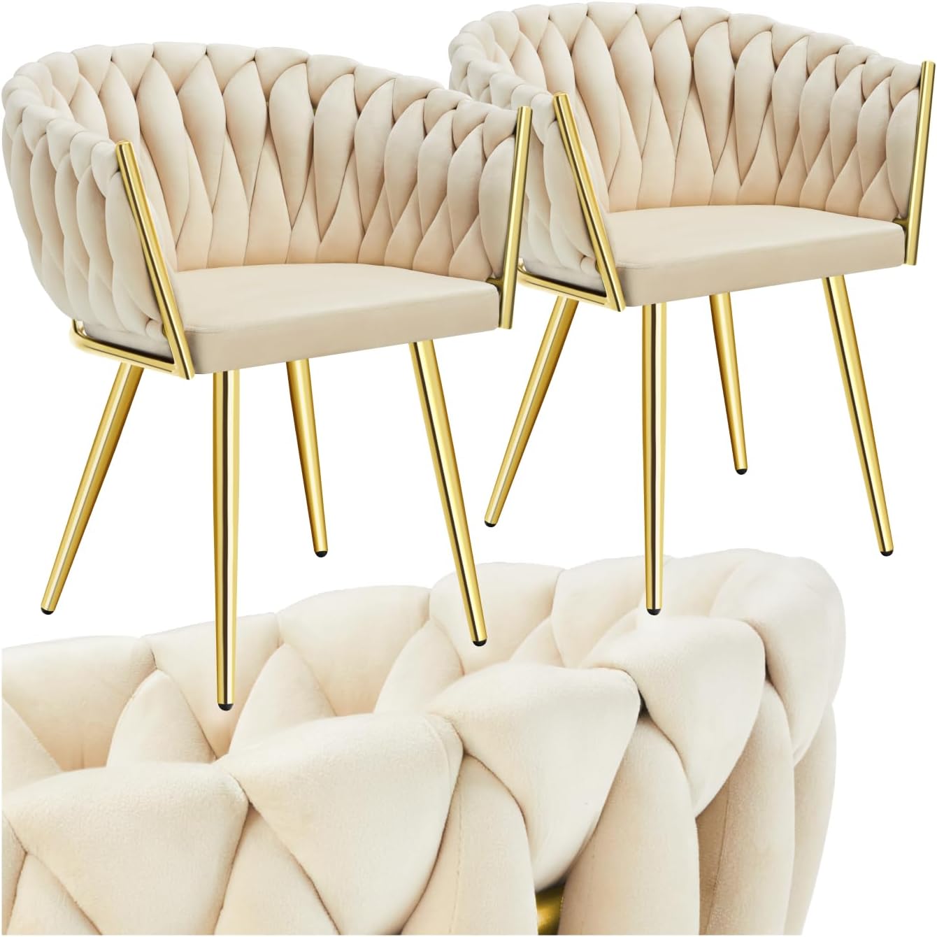 Detalle de tectake Samt-Schalenstuhl Sand 2er Set