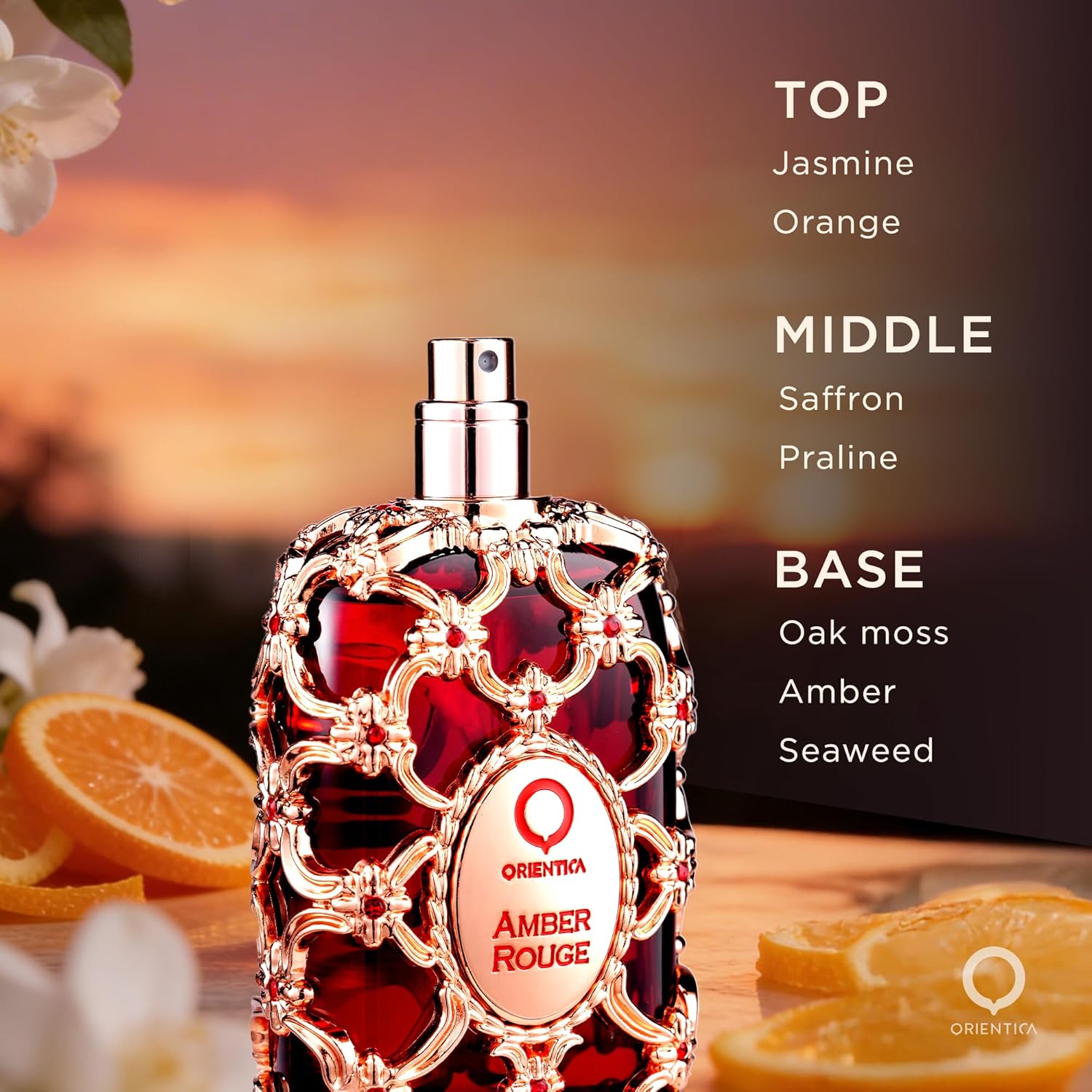 Detalle de Orientica Amber Rouge 80ml Eau de Parfum: profumo unisex di lusso con Oud e vaniglia