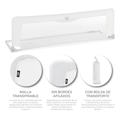 Thumbnail 4 de Ms BabyWorld – Barrera básica para cama infantil, 150 cm, plegable y portátil