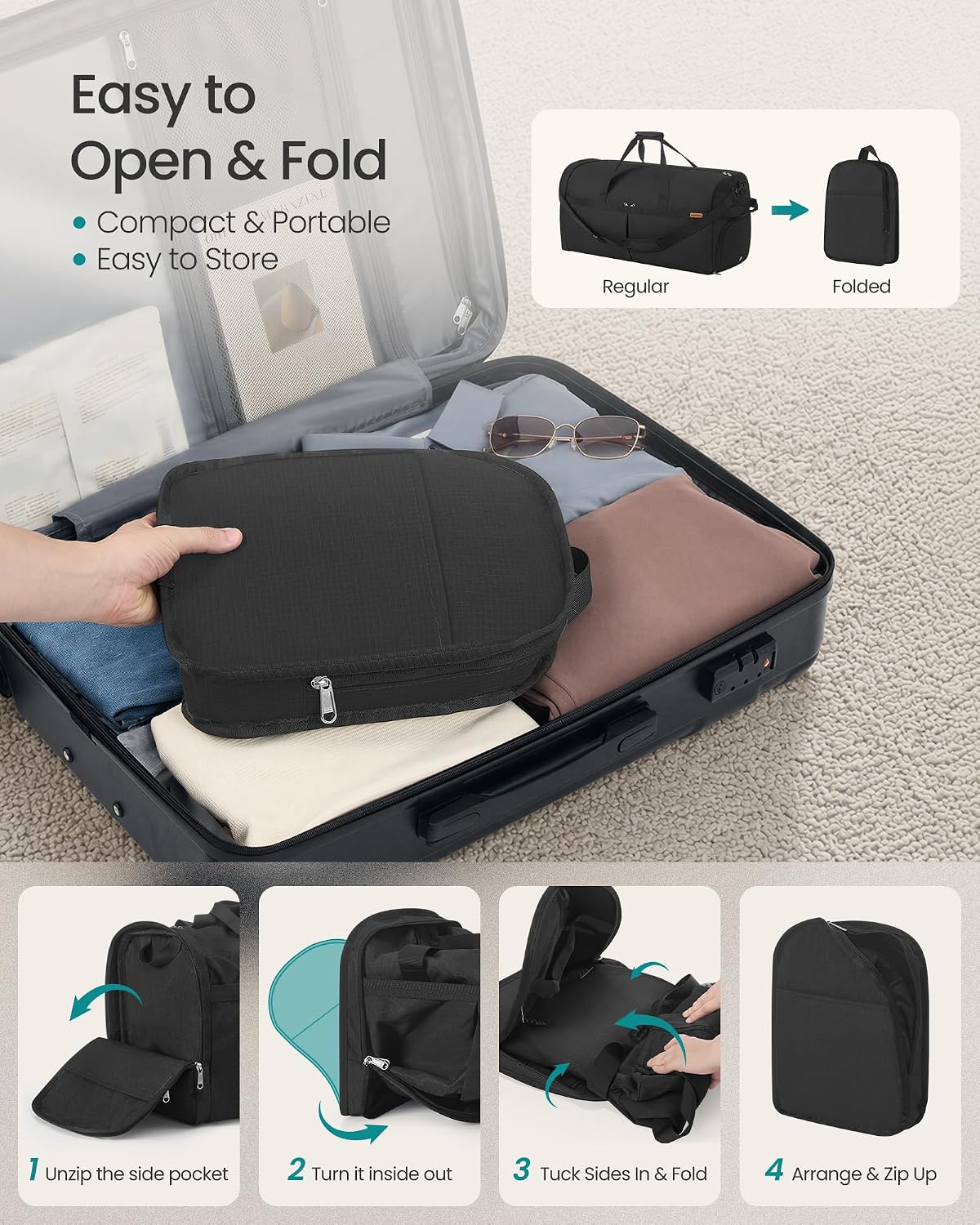 Thumbnail 4 de SONGMICS RBF120B101 Foldable Travel Holdall, 120L with Shoe Compartment