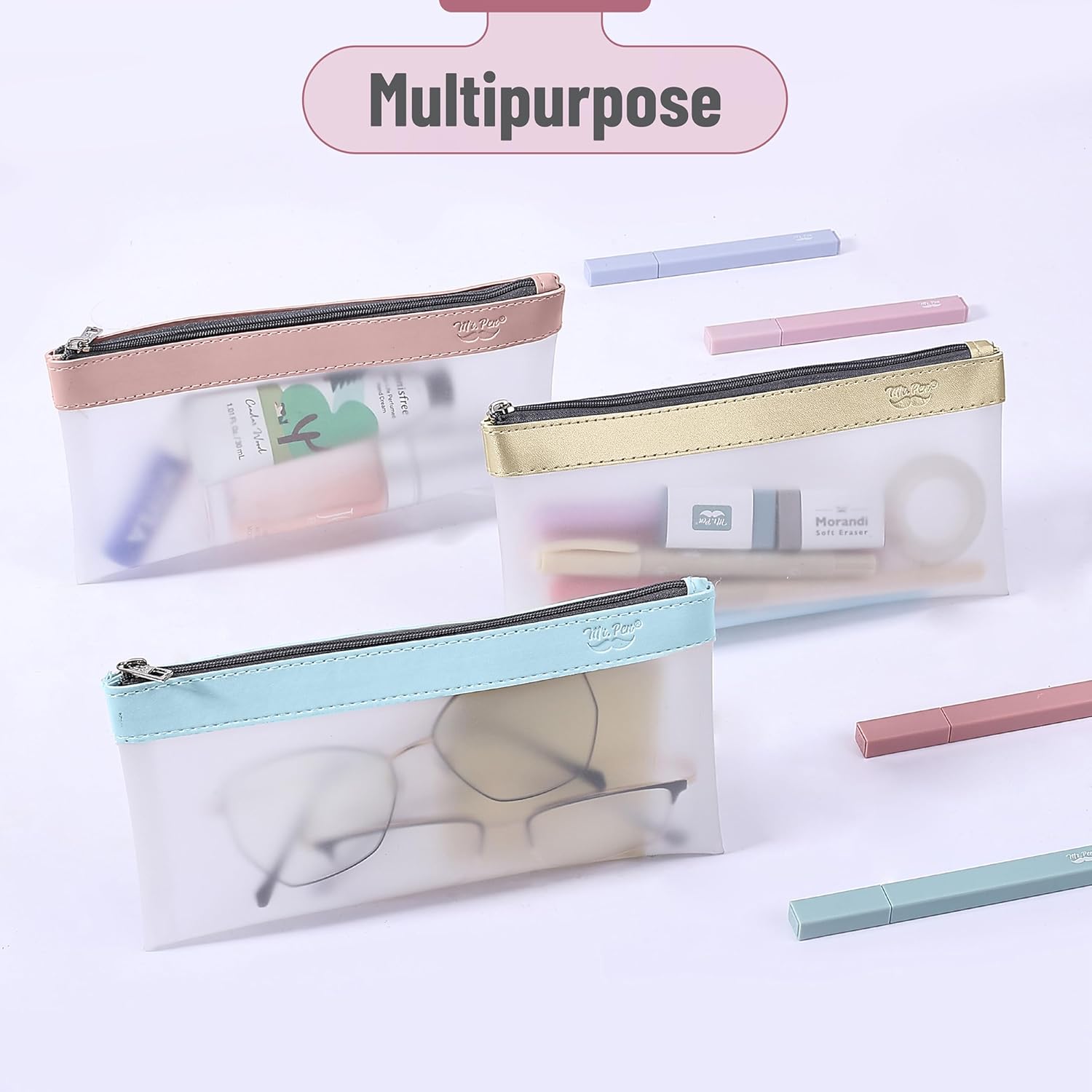 Thumbnail 6 de Mr. Pen QWHH003M344VC Clear Pencil Pouches, 3-Pack, Medium TPU