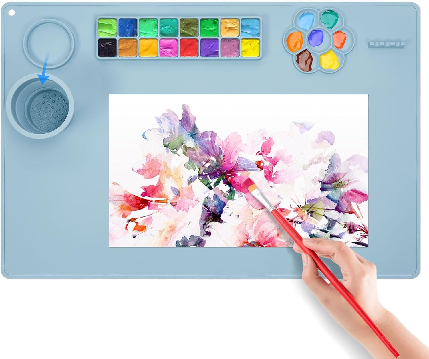 Detalle de Limous Silicone Painting Mat 24" x 16" with Cup Holder and 16-Colour Separator