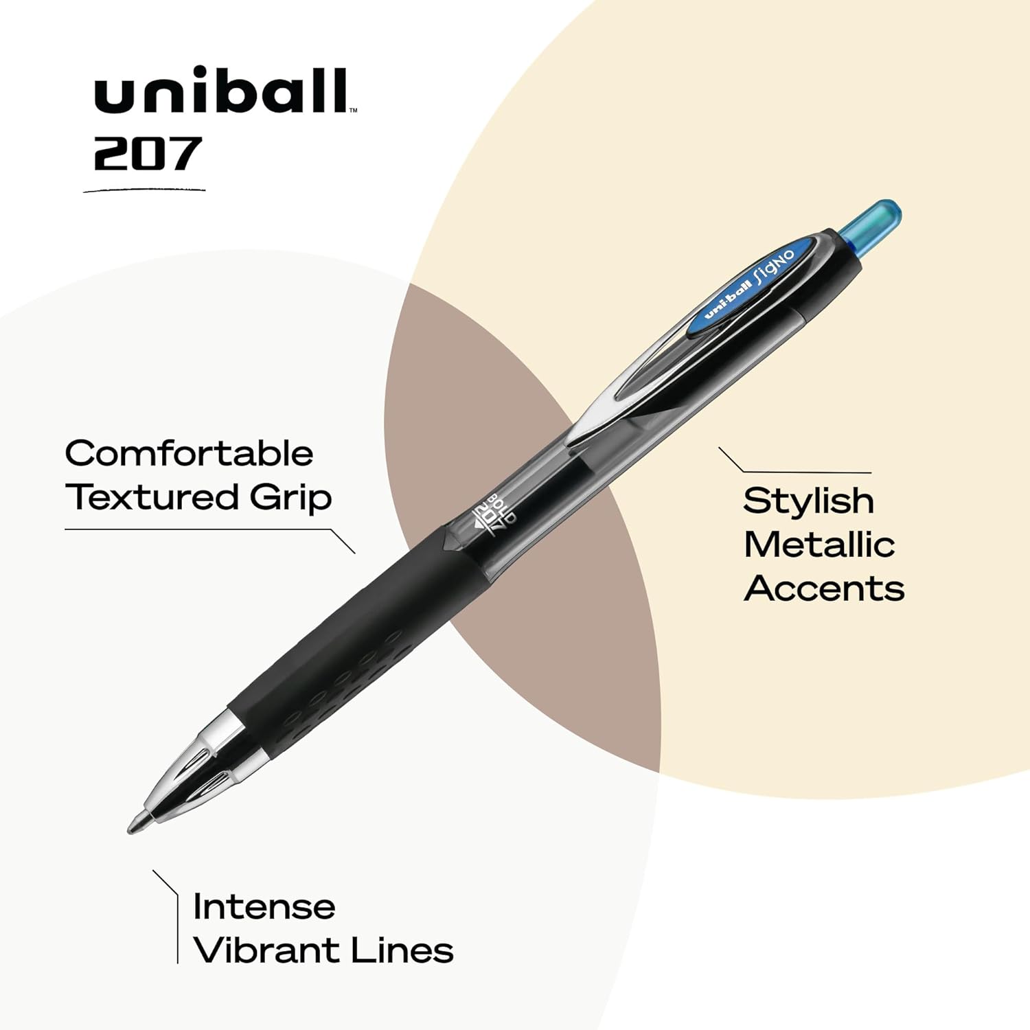 Thumbnail 3 de Uni-Ball Signo 207 12-Pack 1.0mm Blue Gel Pens 🖊️