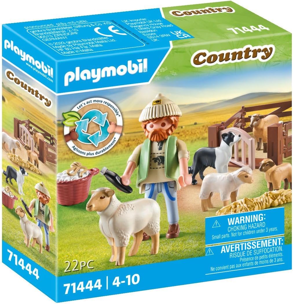 Detalle de PLAYMOBIL Country 71444: Junger Schäfer mit Schafen – robuste Spielfiguren für Kinder ab 4 Jahren