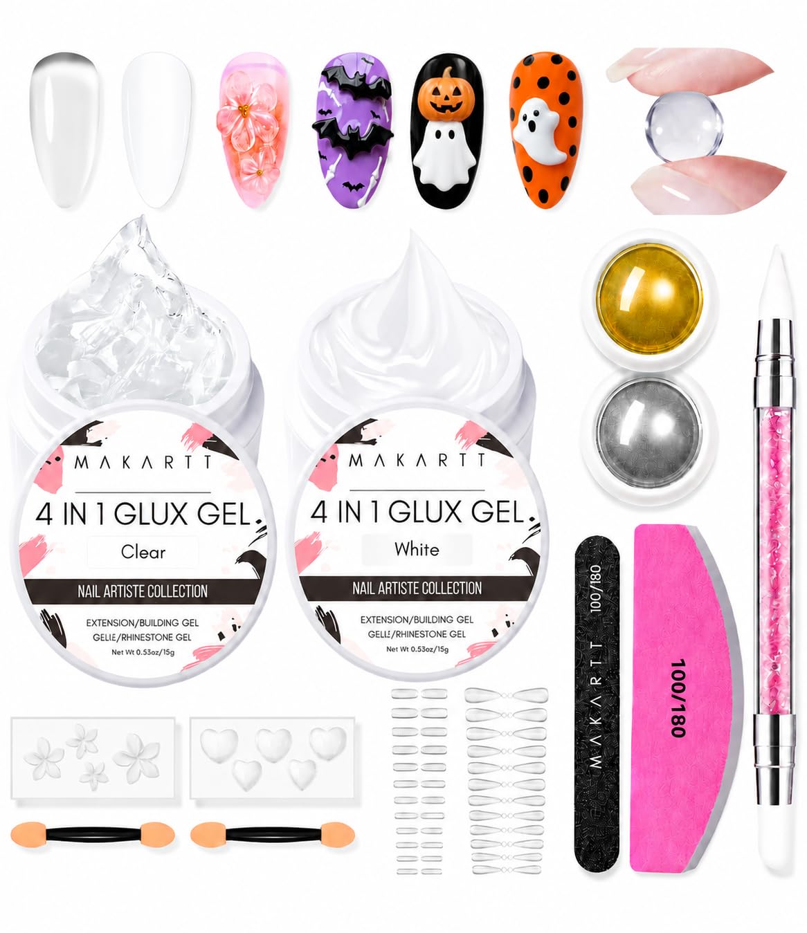 Detalle de Makartt 3D Gel Nail Art Starter Kit with Clear & White Builder Gel