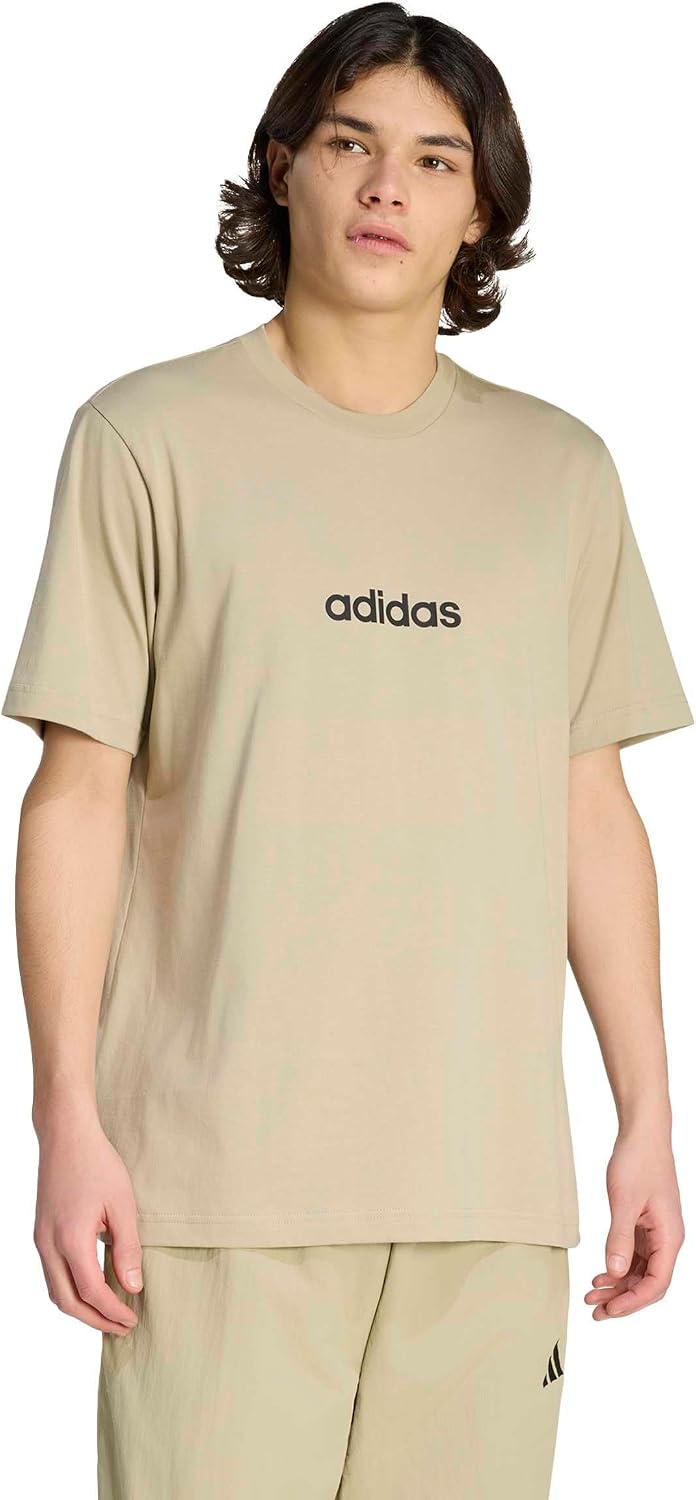 Detalle de Adidas Uomo Essentials Linear Single Jersey Shirt – bianco/nero, taglia L