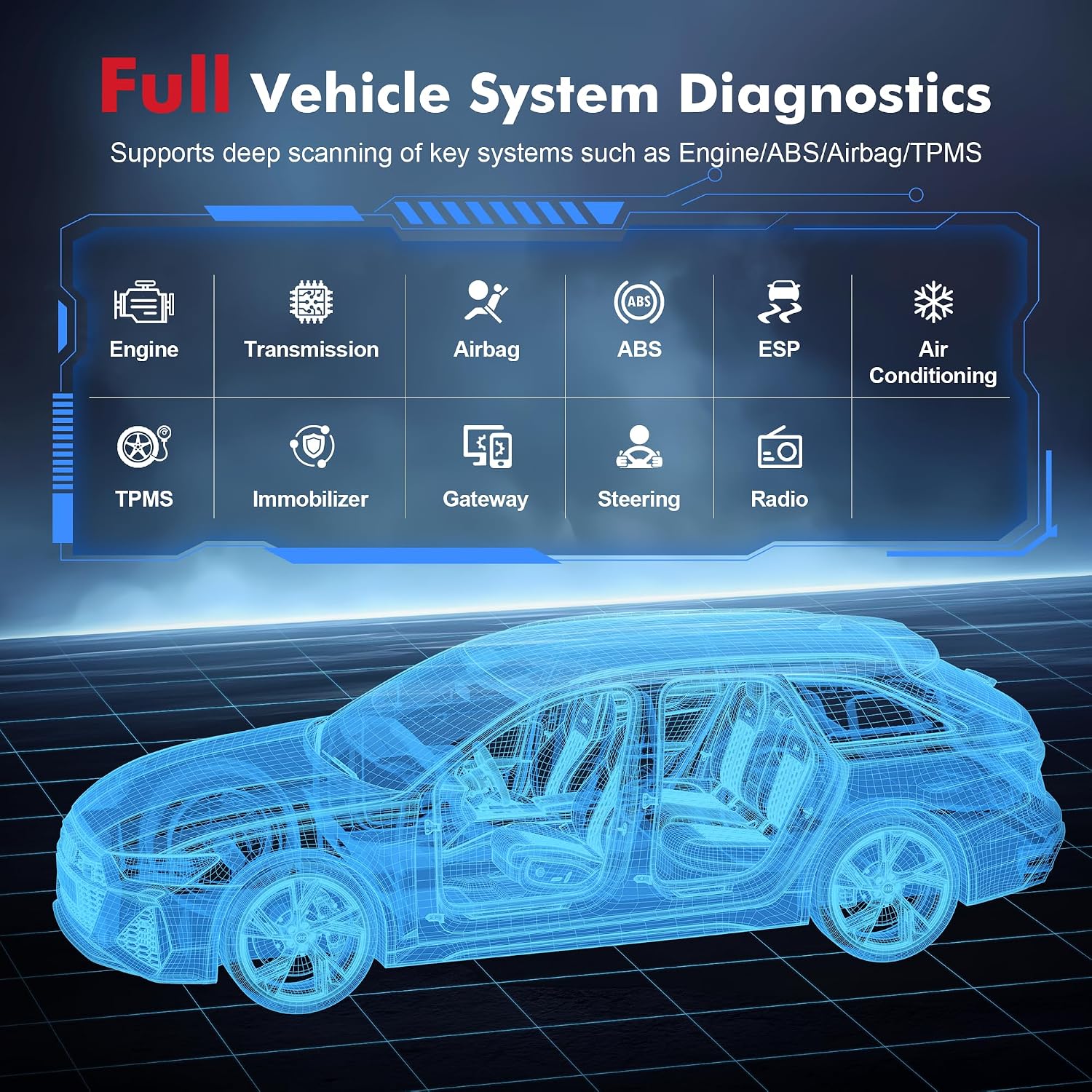 Detalle 2 de GOOLOO DEEPSCAN DS100 OBD2 Bluetooth scanner for full-system diagnostics with AutoVIN, resets and HUD display