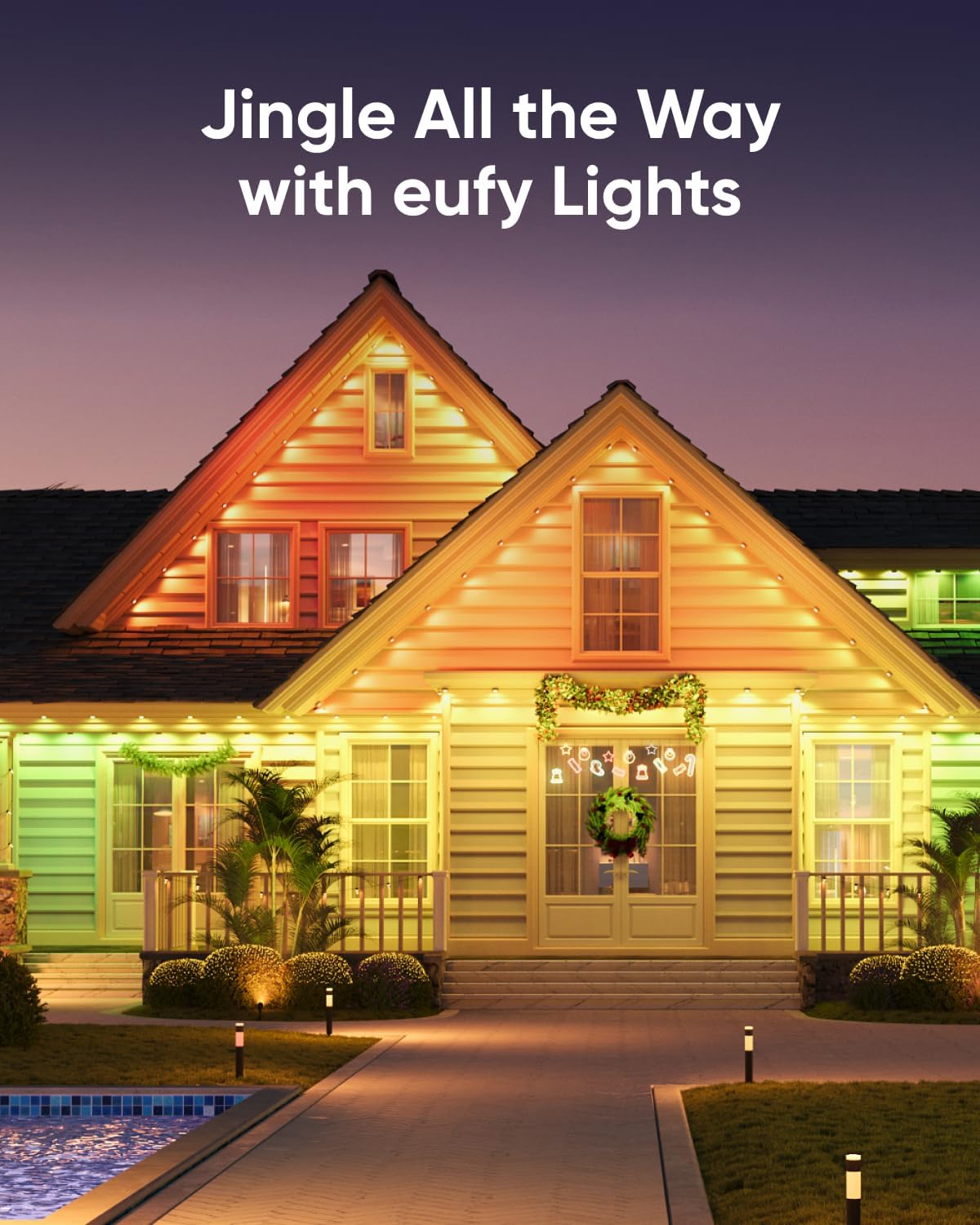 Detalle de eufy Security E22 T8L02 Permanent Outdoor Lights, 50 ft, 30 Triple-LEDs