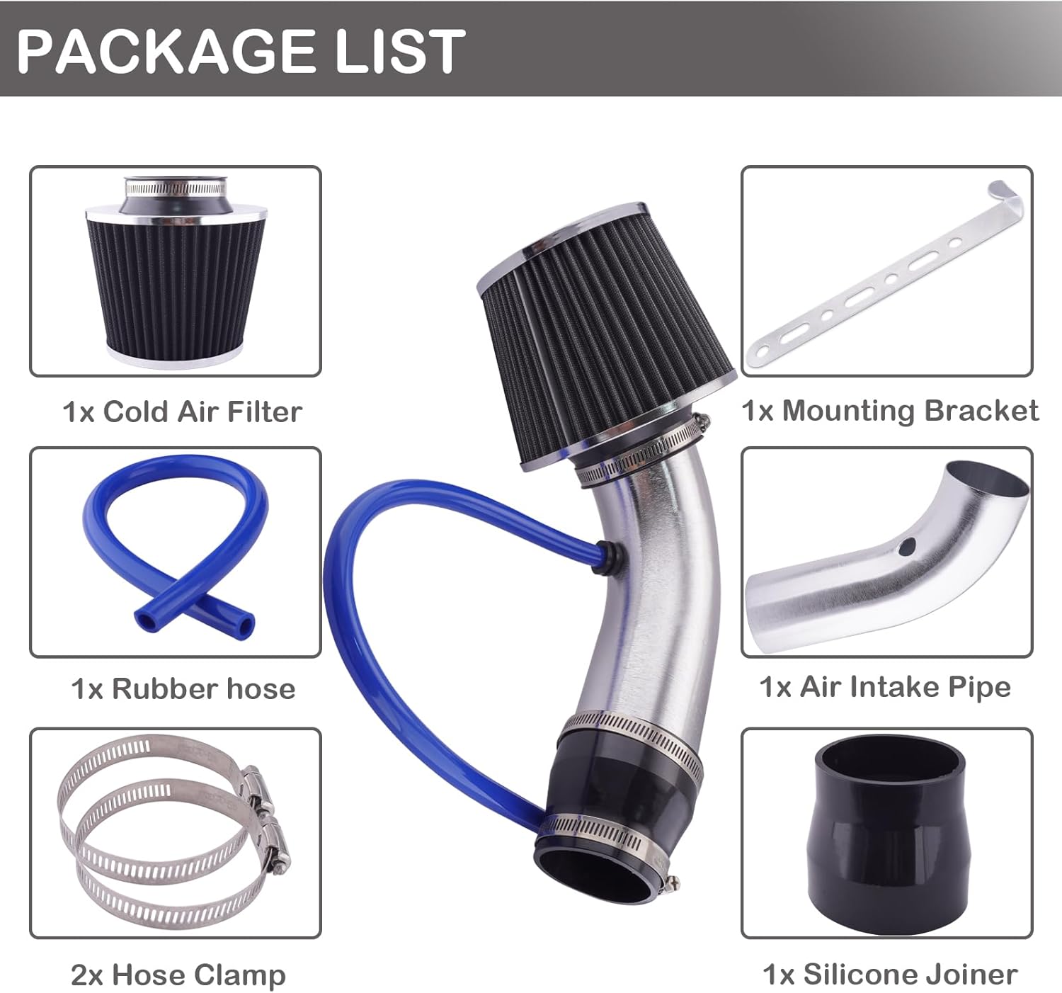 Thumbnail 6 de WateryWave Universal Cold Air Intake Kit 3" 76mm Cone Aluminium – Practical Performance Upgrade