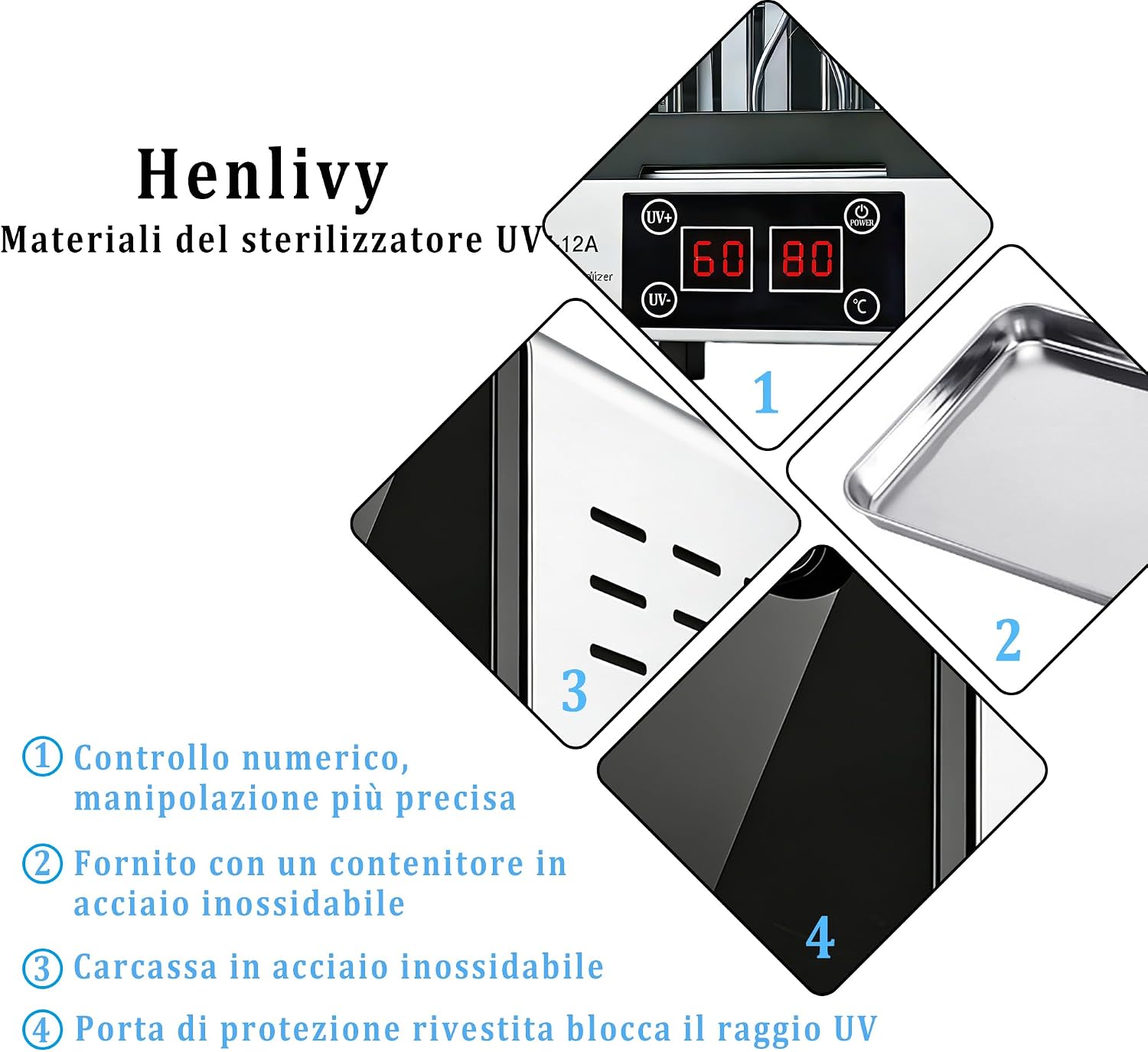 Thumbnail 1 de Henlivy Sterilizzatore UV e Autoclave a Doppia Funzione: Disinfezione 99% + Asciugatura