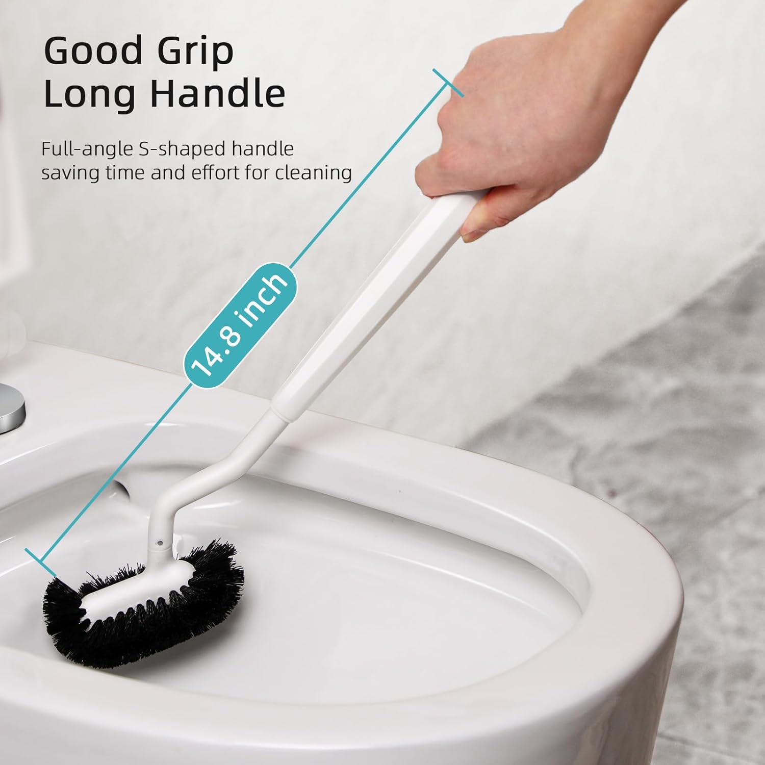 Thumbnail 4 de HAMITOR Toilet Bowl Brush Holder Set — Curved Bristle Deep Cleaning and Self-Draining Caddy