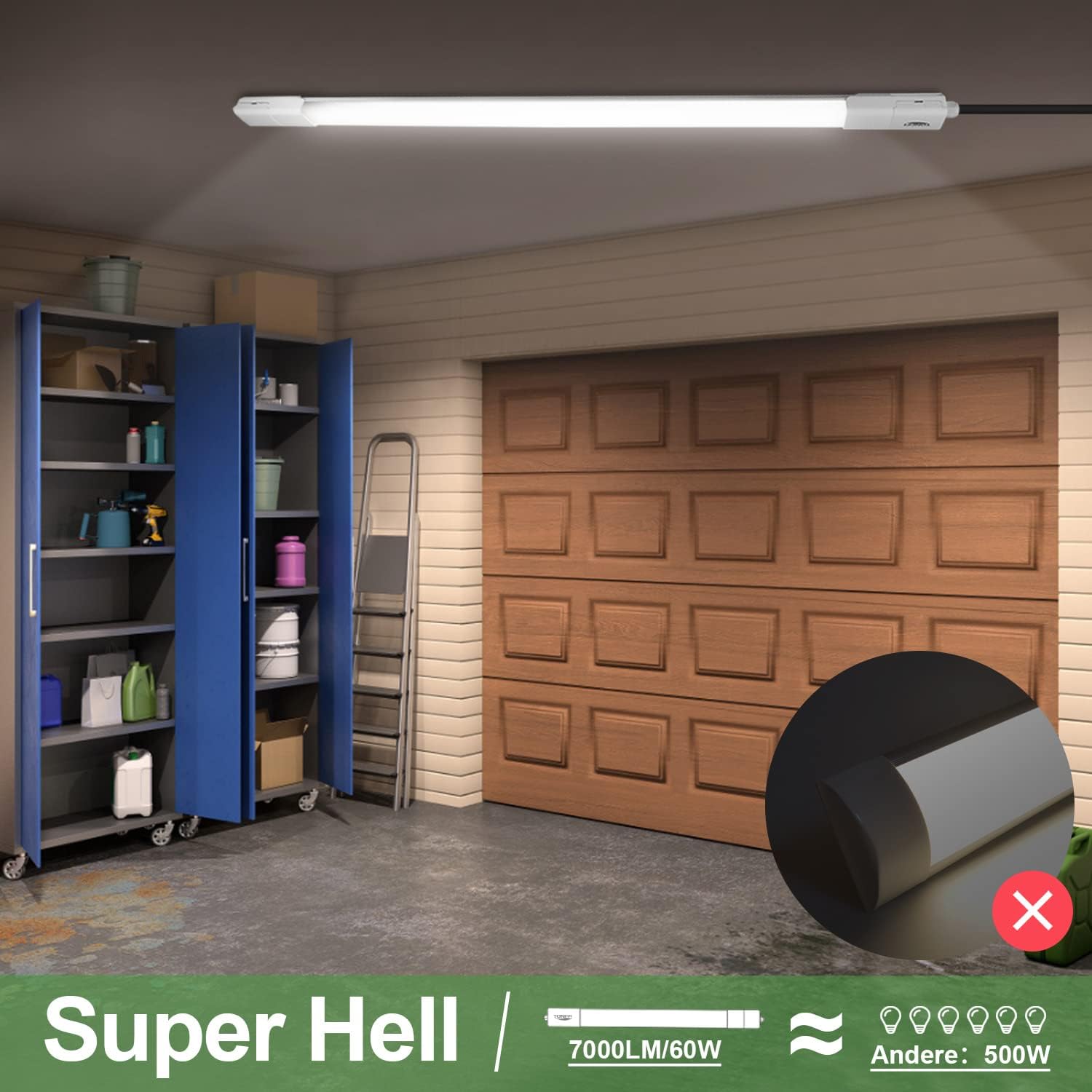 Thumbnail 3 de TONFFI 5 Stück LED Feuchtraumleuchte 150 cm – IP65, 4000 K, 60 W, verknüpfbar