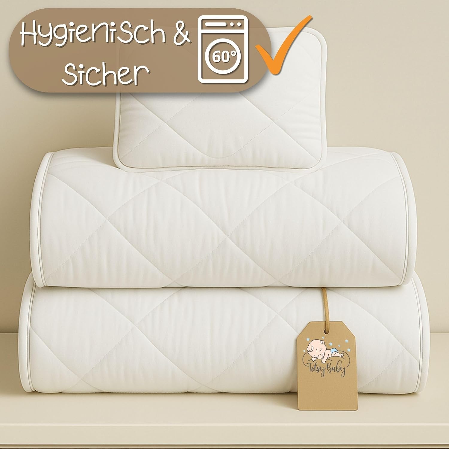 Detalle de LAV004_SZARY_120 kinderdekbedset 90x120 cm met kussen 40x60 cm