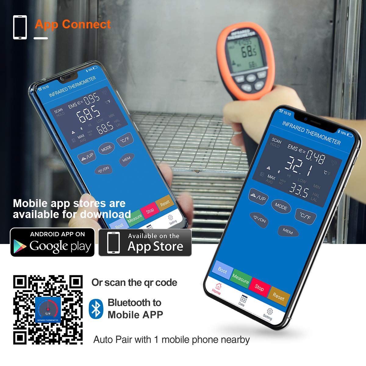 Thumbnail 3 de AOPUTTRIVER AP-985C-APP non-contact infrared thermometer (IR) for -50°C to 800°C measurements