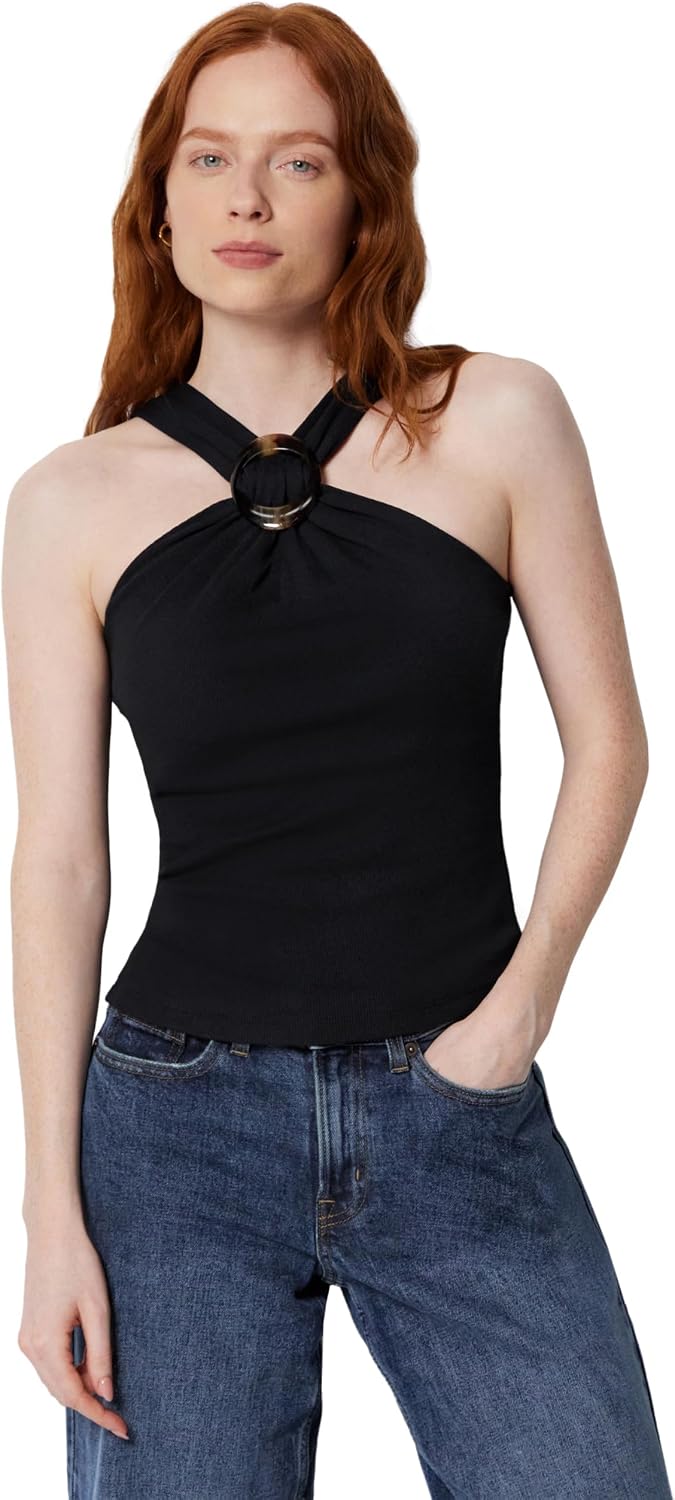 Detalle de Amazon Essentials Damen Geripptes Halter-Neckholder-Top mit Kunstharzverzierung