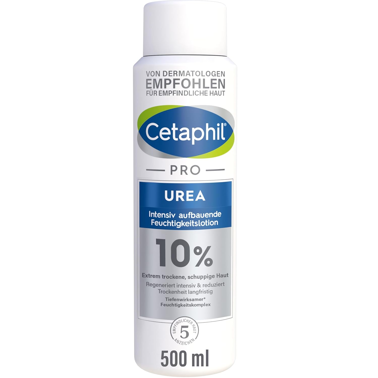 Detalle de CETAPHIL PRO Urea 10% Intensivaufbauende Feuchtigkeitslotion, 500 ml – Für extrem trockene Haut