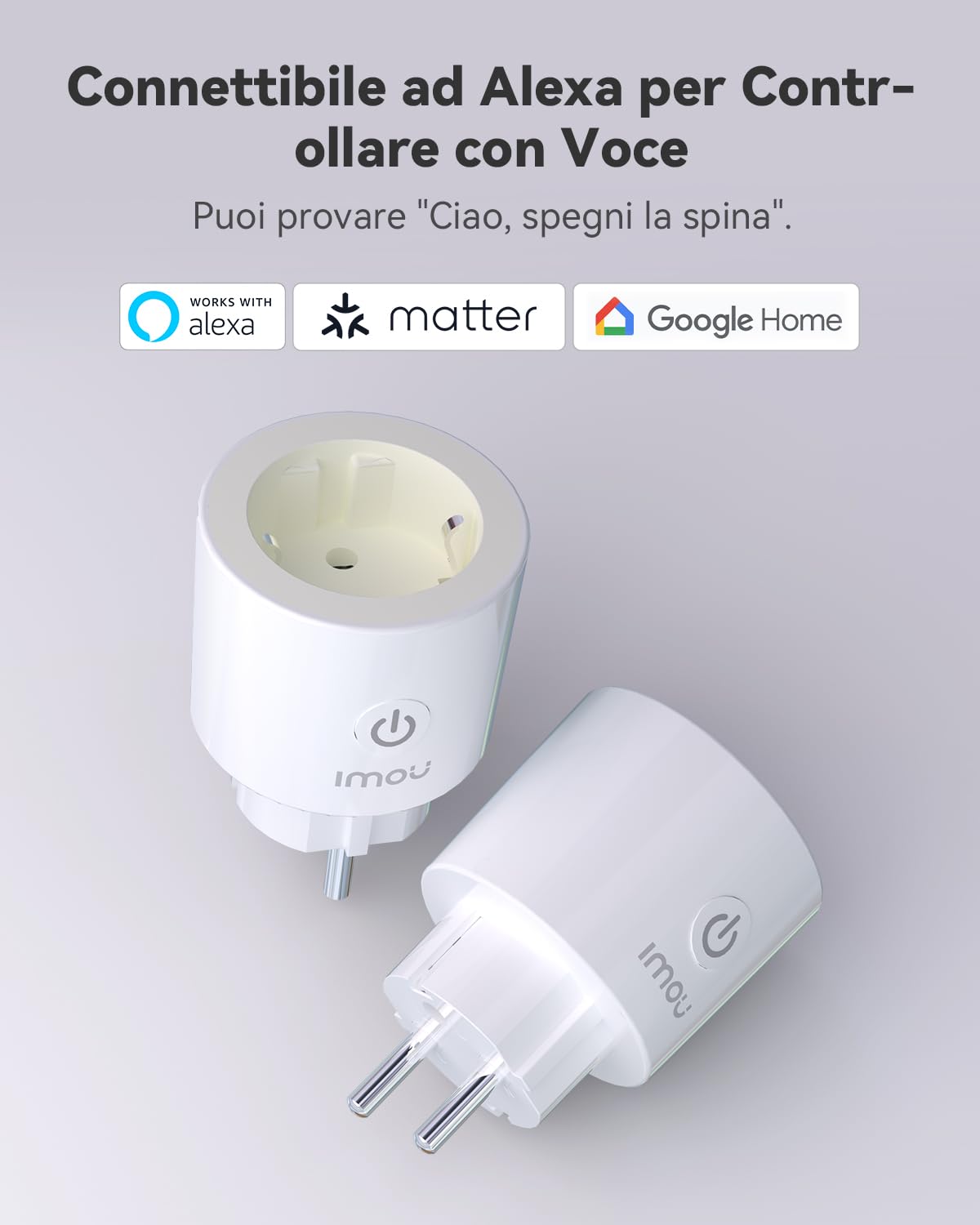 Detalle de Imou CE2P Matter Presa Smart WiFi (2 pezzi): controllo energetico e automazione senza hub