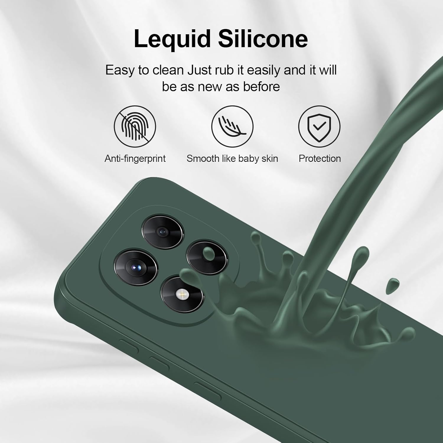 Detalle de GiiYoon Liquid-Silicone Hülle für Xiaomi Redmi Note 14 Pro 5G (grün) – Rundumschutz mit weichem Mikrofaserfutter