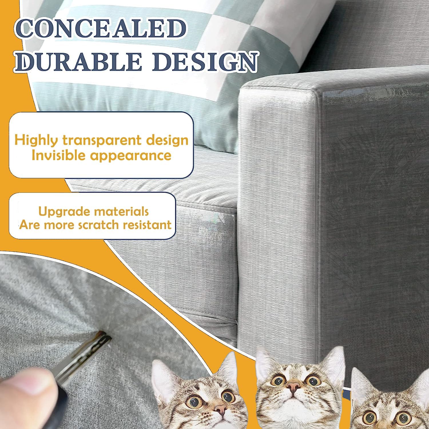 Thumbnail 3 de Cat Scratch Sticky Paws Tape 15.7" x 118" Furniture Protector 🐾
