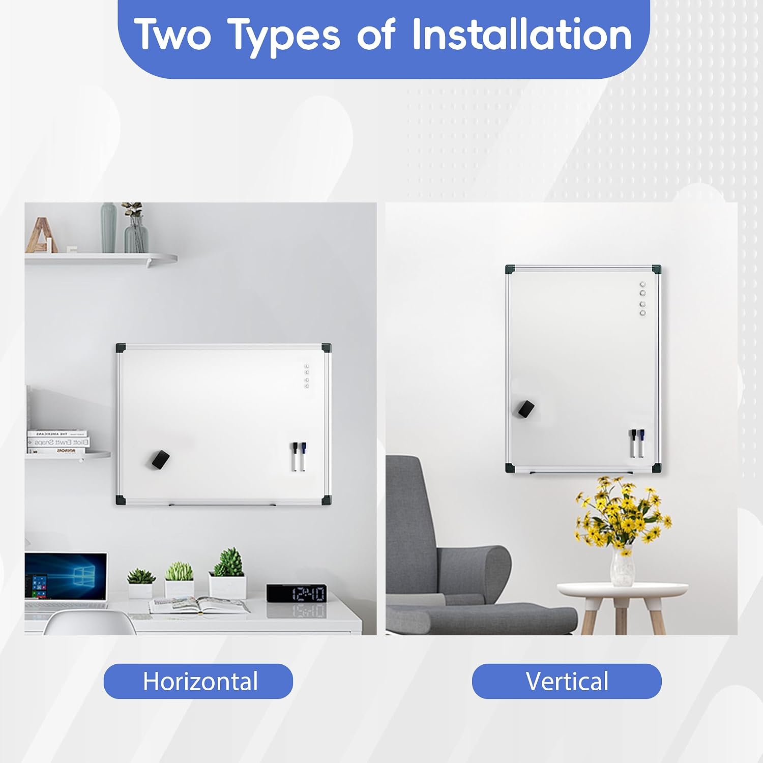 Thumbnail 6 de VUSIGN VS013-202609 Magnetic Whiteboard, 36" x 24", Silver Aluminum Frame