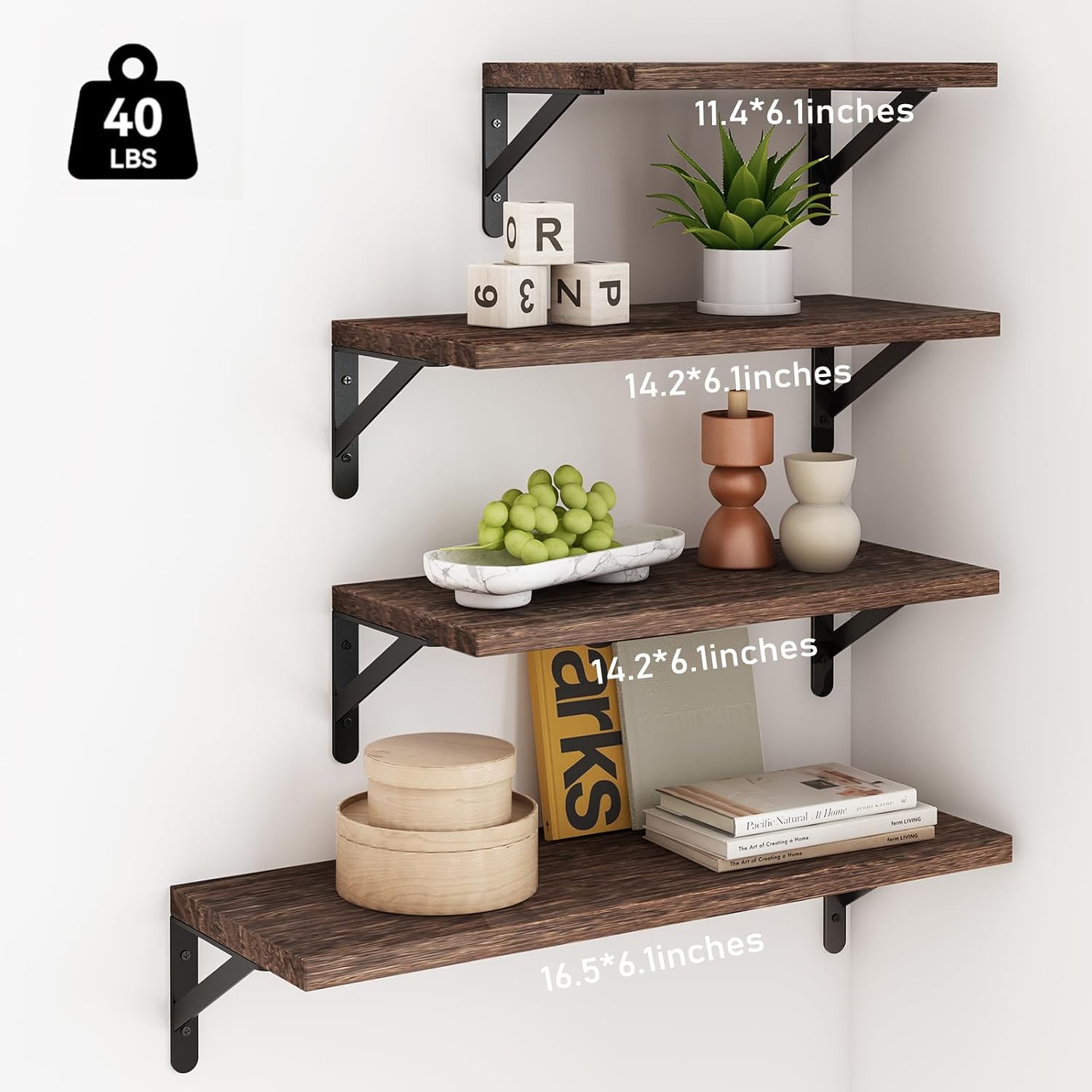 Thumbnail 2 de YGEOMER Floating Shelves Set of 4