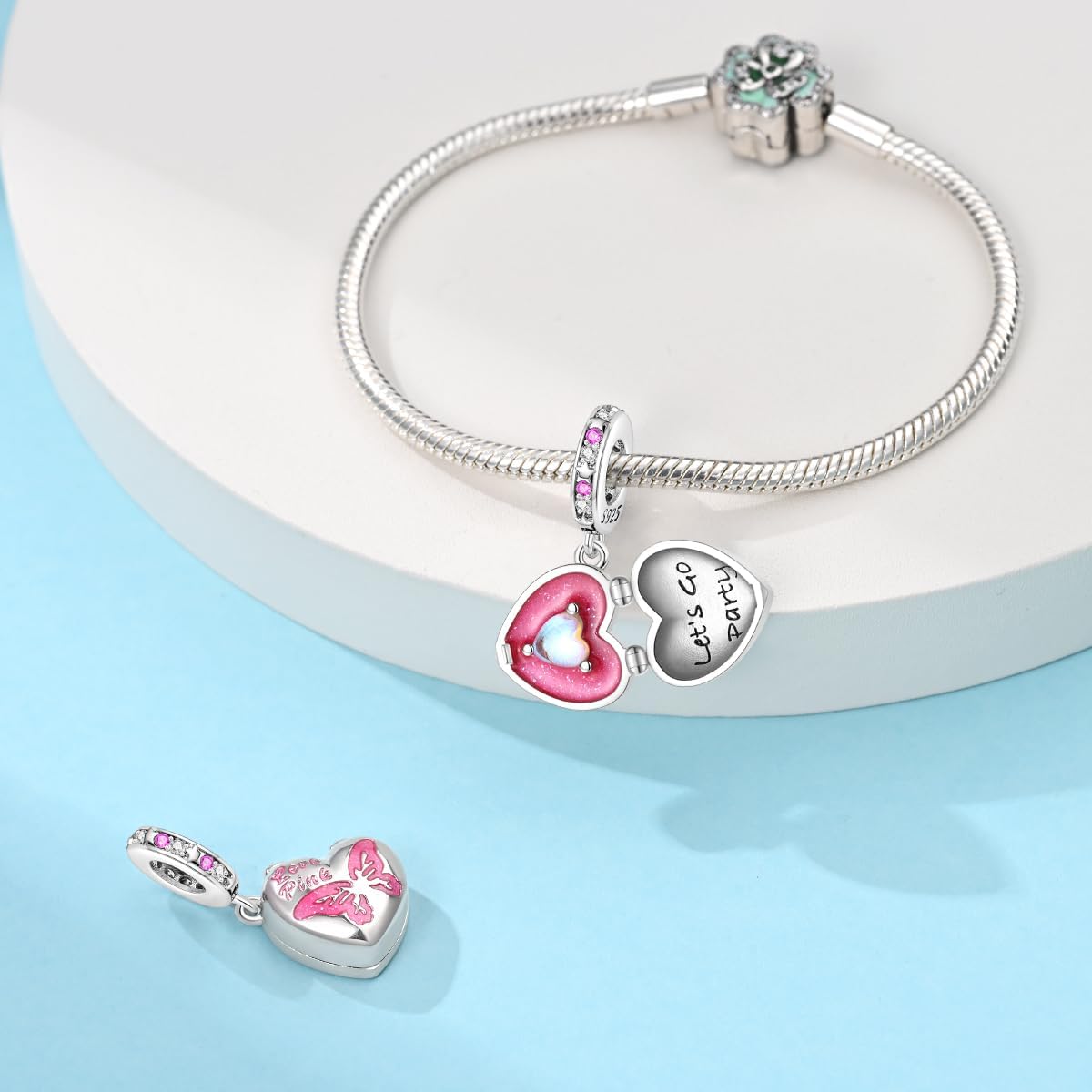 Thumbnail 2 de LNQOBU Charm-Anhänger aus 925 Sterling Silber mit Cubic-Zirconia für Armbänder (Loch ca. 4,5–5 mm)