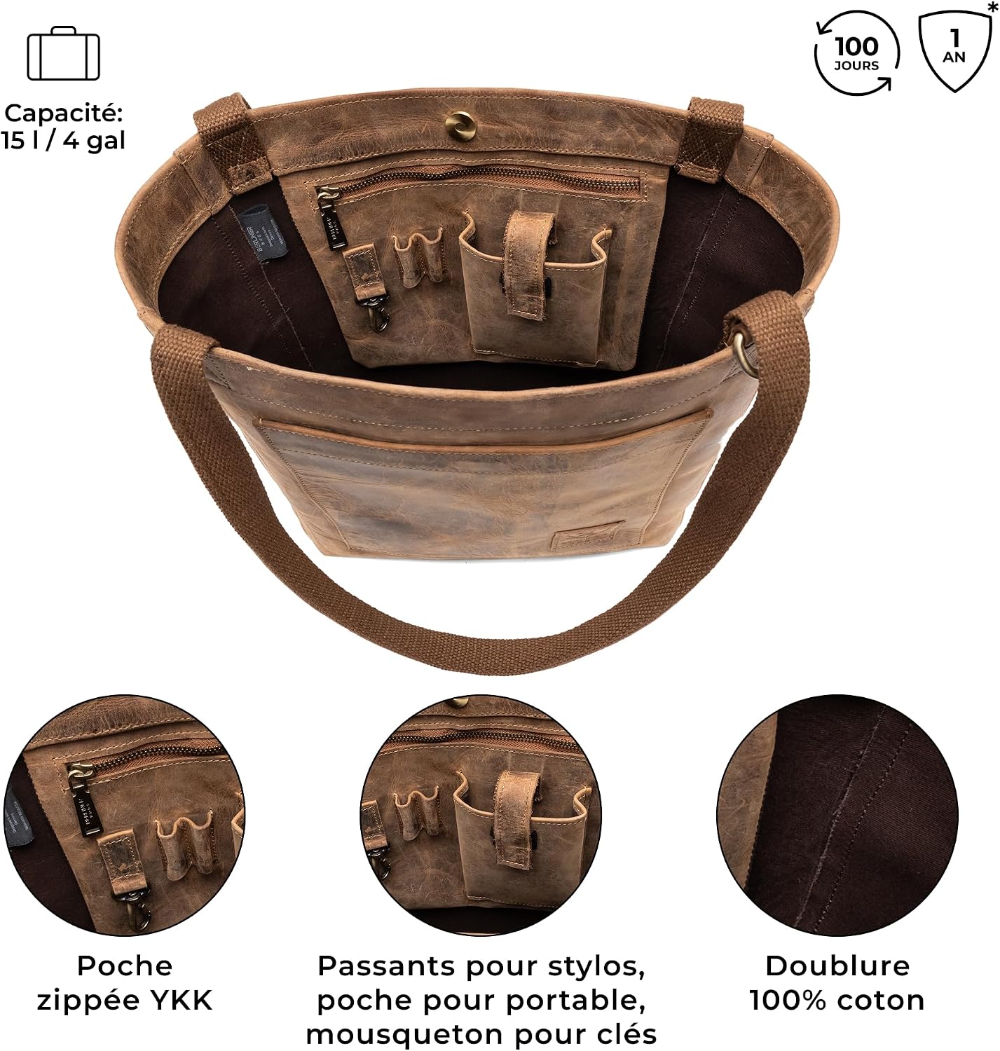 Thumbnail 2 de Berliner Bags Seville Grand : Cabas en Cuir Véritable pour Femme, Spacieux et Élegant