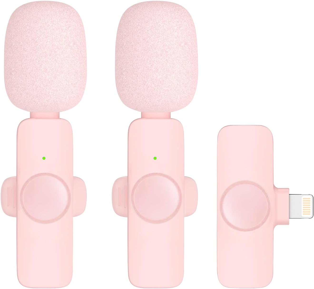 Detalle de Caiord K1 Wireless Lavalier Microphone, 2 Transmitters, Lightning, Pink