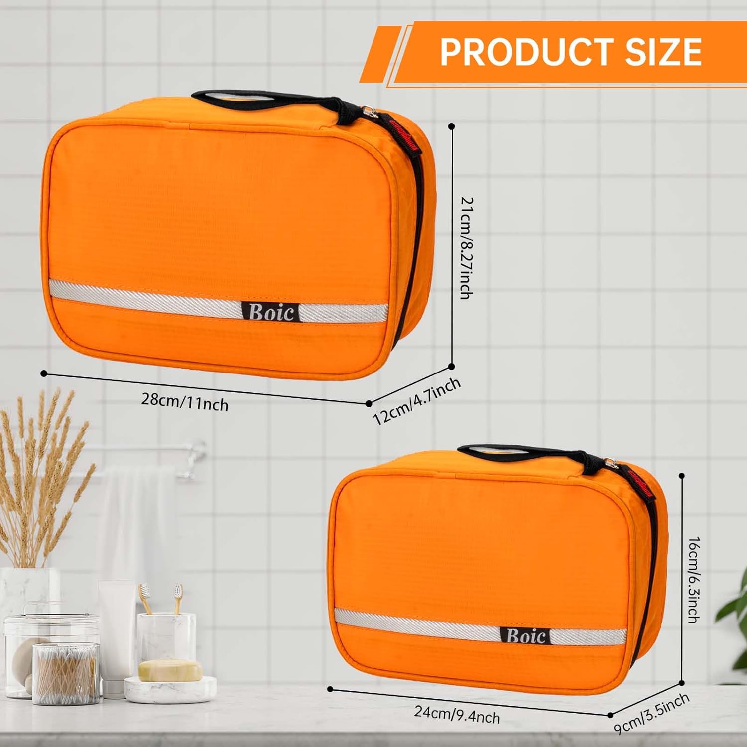 Detalle de Boic Hanging Toiletry Bag Waterproof, Large — 28 x 12 x 21 cm