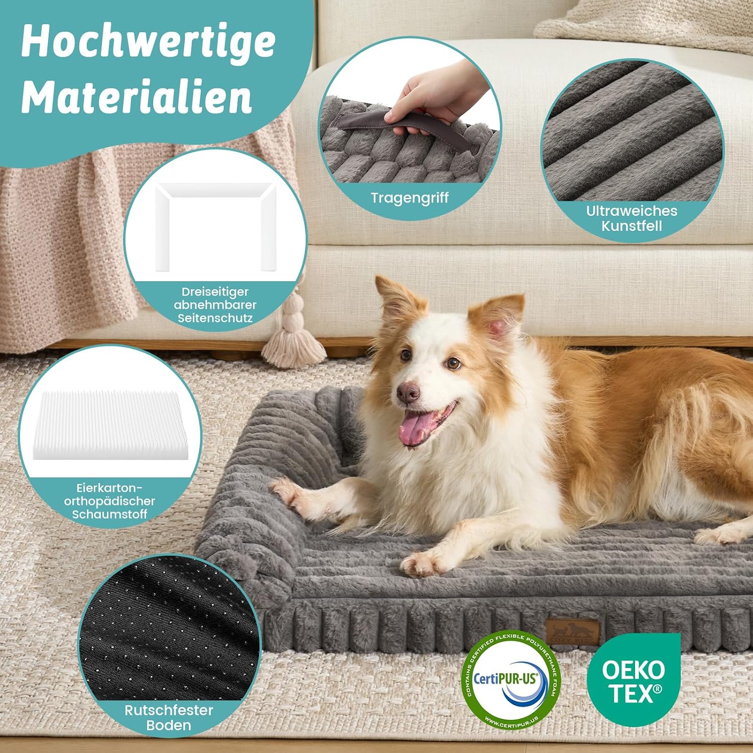 Detalle de COZY KISS Hundebett 90x68x15 cm Orthopädie