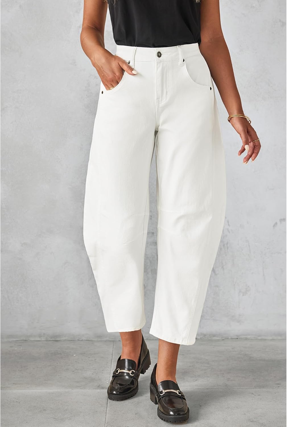 Thumbnail 2 de GRAPENT Barrel Jeans for Women: High-Waisted, Wide-Leg Denim with Stretch