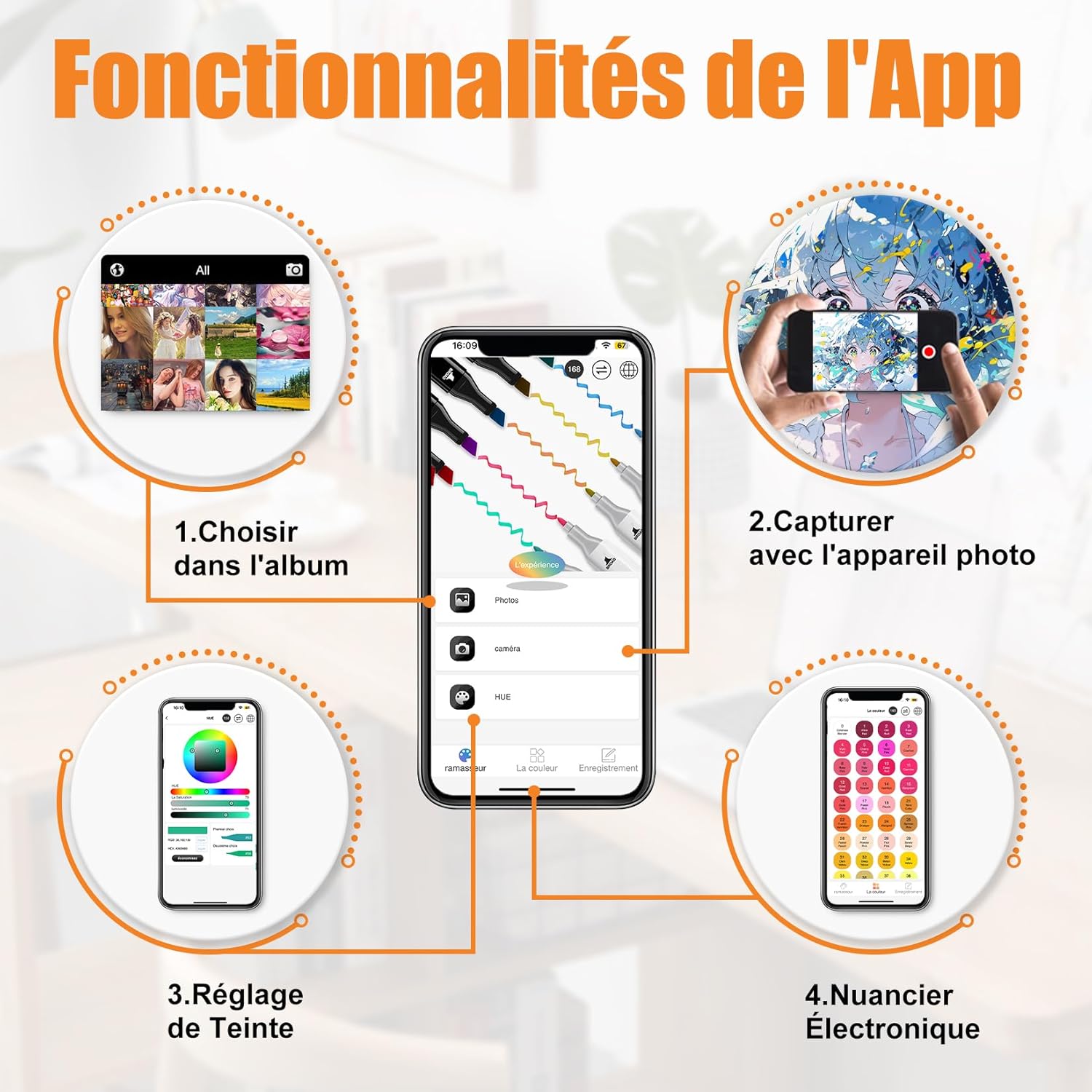 Detalle 2 de AEDAGA 168+2 feutres à alcool double pointe avec app gratuite (biseautée + fine)