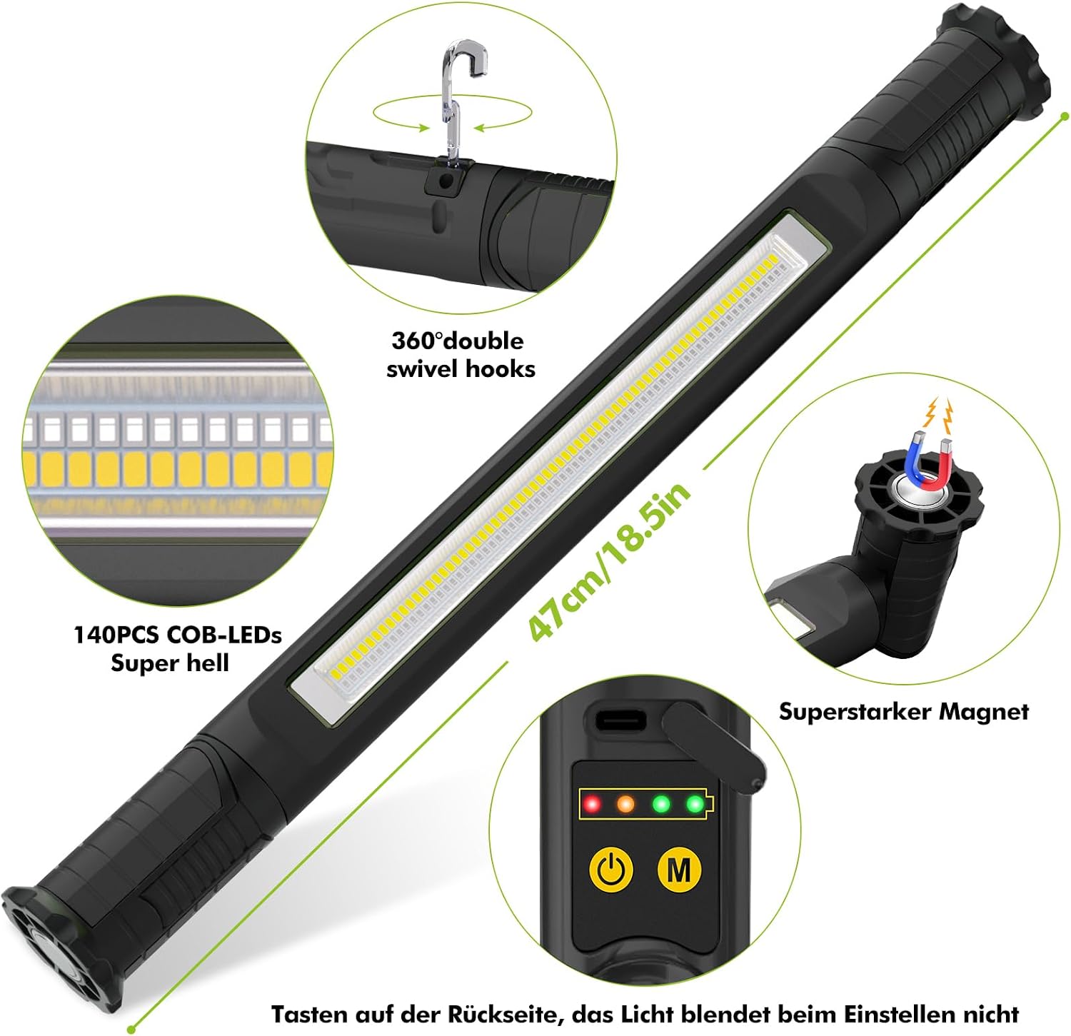 Thumbnail 6 de MEIKEE oplaadbare LED-werklamp 3000 lm, 5000 mAh en IP65