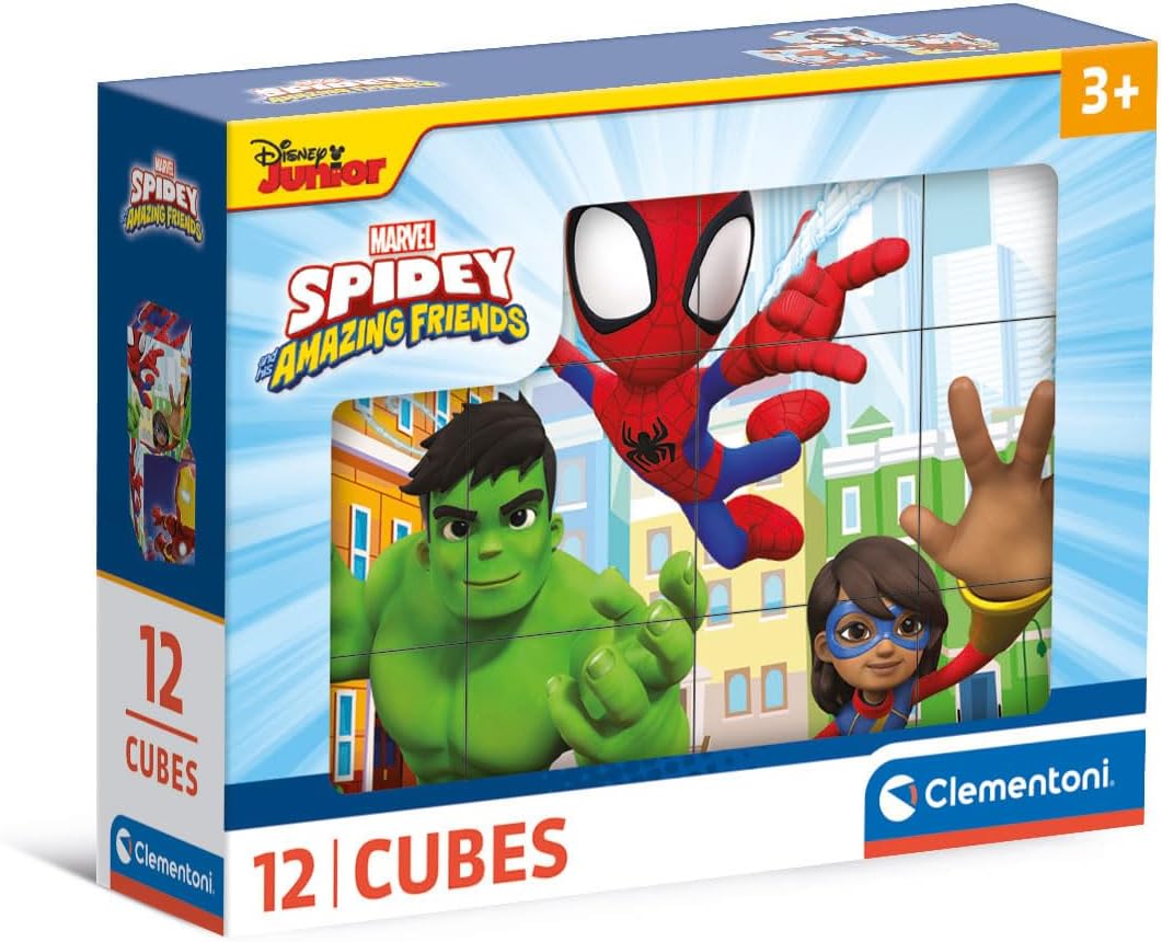 Detalle de Clementoni Marvel Spidey and His Amazing Friends 12 Würfel Puzzle 41198 – Geschicklichkeitsspiel ab 3 Jahren