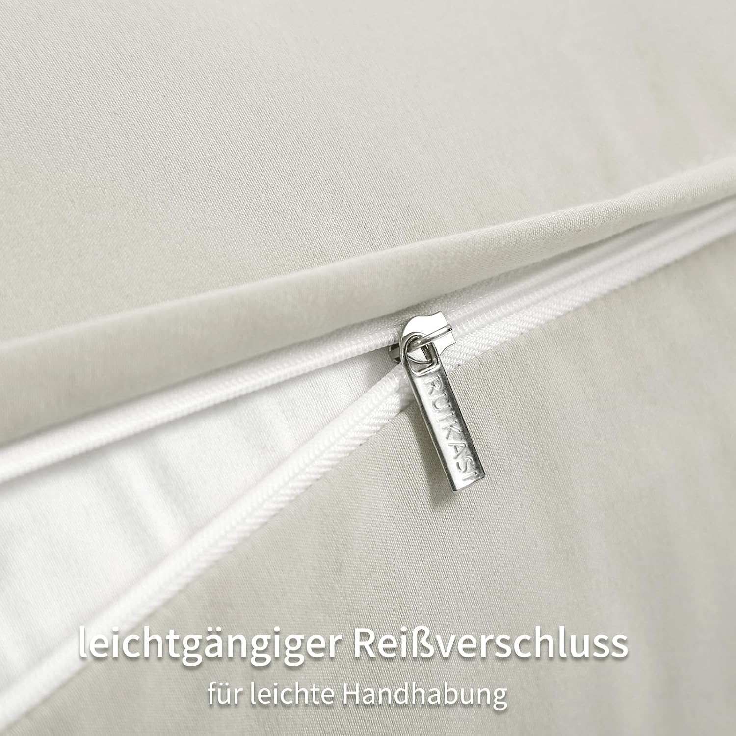 Detalle de RUIKASI Kissenbezug 40x80 Beige – 2er Set, Mikrofaser, Oeko‑Tex, mit Reißverschluss