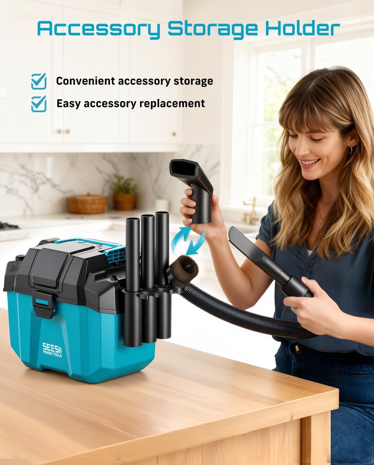 Thumbnail 1 de Seesii K-903 21V Cordless Wet/Dry Shop Vacuum, 2.6-Gallon, HEPA Filter