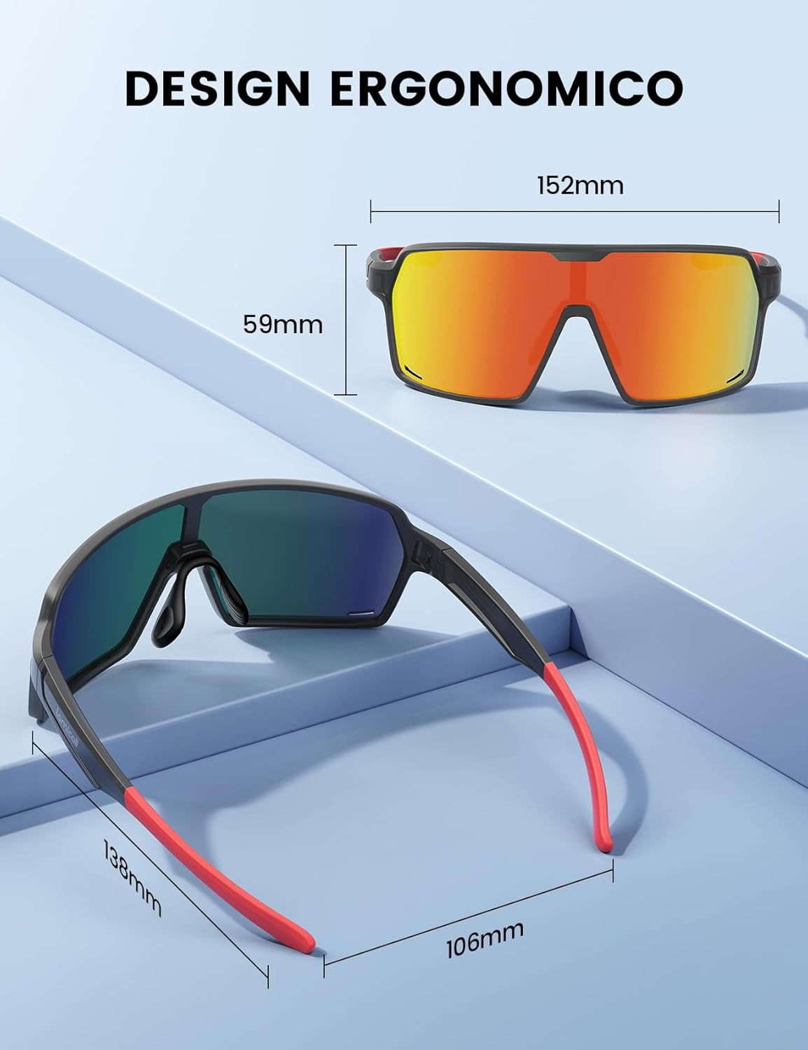 Detalle de Lamicall Occhiali da Sole Ciclismo Polarizzati: leggerezza, comfort e visione nitida