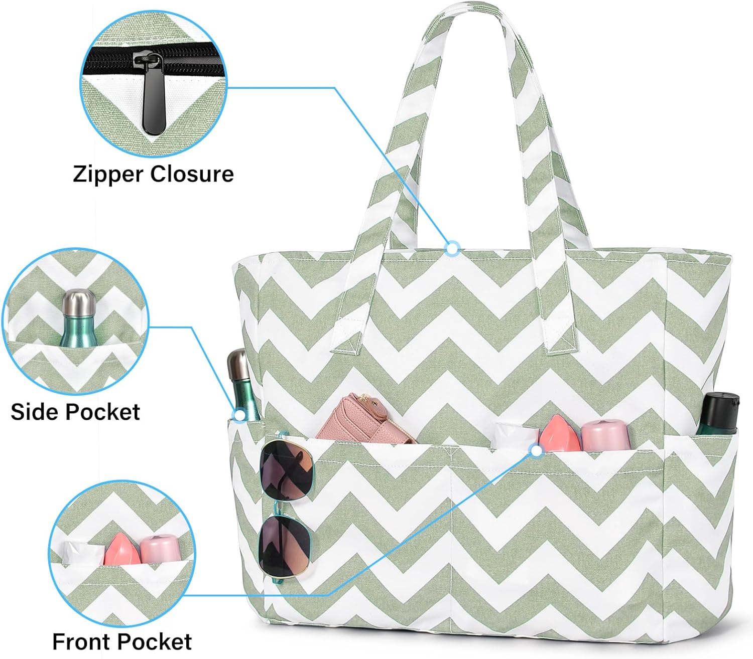 Detalle de oscaurt Large Beach Bag 8 Pockets