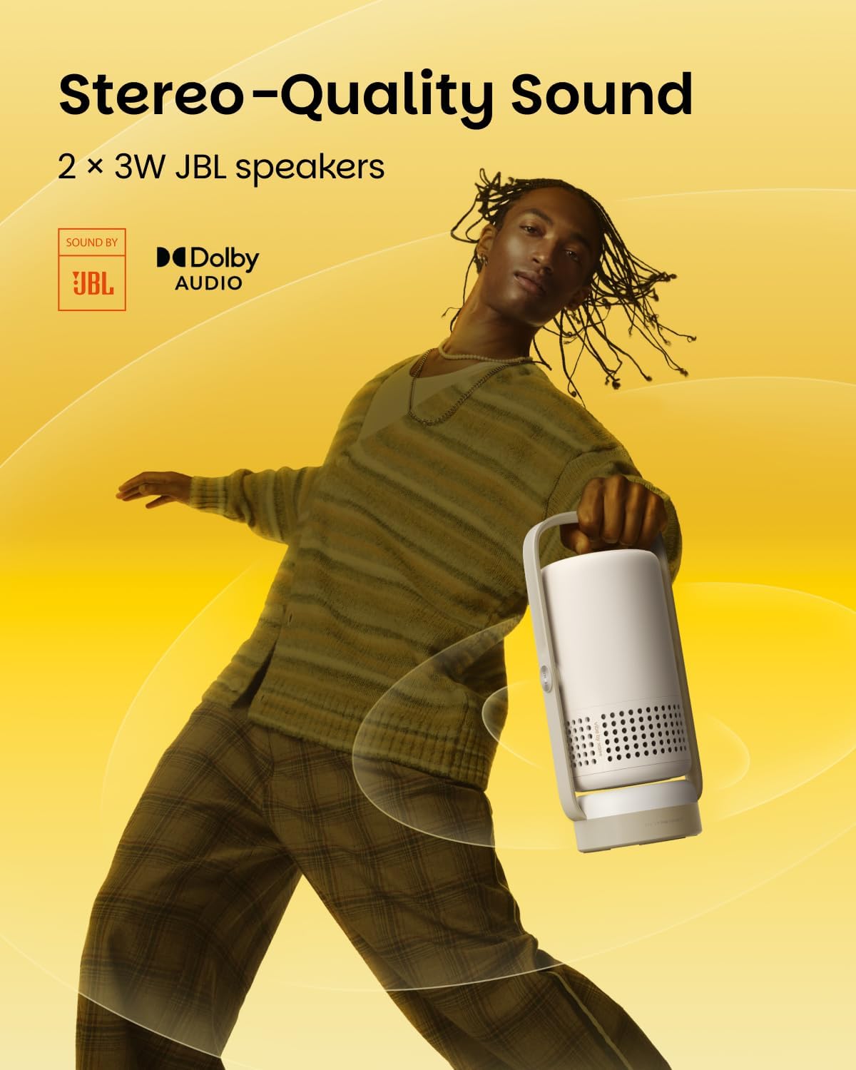 Detalle de XGIMI Vibe One Battery Powered Mini 1080P Smart Portable Projector with Google TV and JBL sound