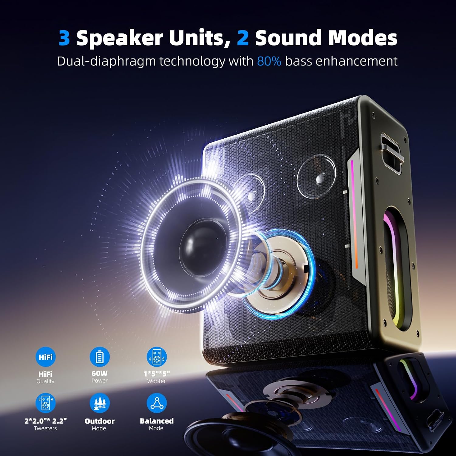 Thumbnail 1 de Myscenetang KM20 Portable Karaoke Machine with 2 Wireless Mics and LED Lights