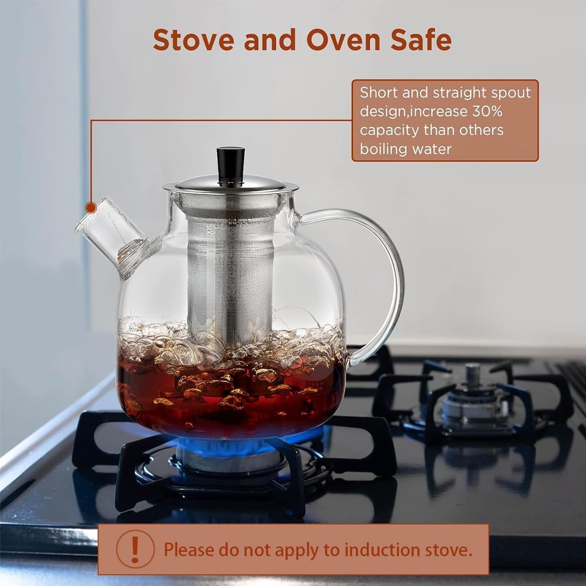 Thumbnail 3 de Ehugos 1500ml Glass Teapot with Removable Infuser 🍵