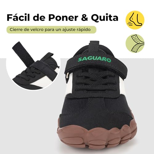 Detalle de SAGUARO Zapatillas Barefoot para niños – Suaves, ligeras y transpirables en negro 35 EU