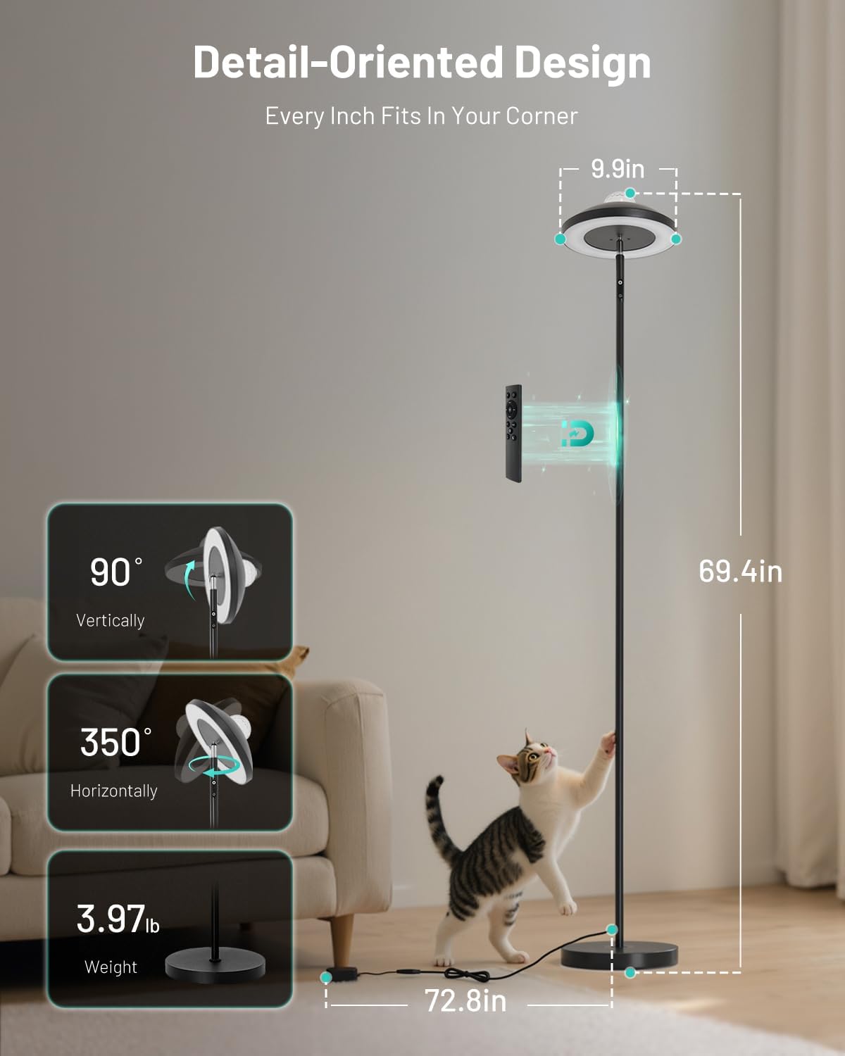 Thumbnail 5 de Dinoho Kids Floor Lamp, 69-Inch